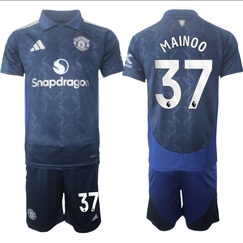 Men 2024-2025 Club Manchester United away blue #37 Soccer Jersey